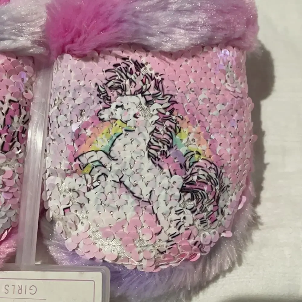 Aeropostale 11/12 slide on slipper sequined that flips NWT and perfect unicorn